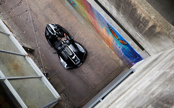 Aerial view of an Slingshot in the street