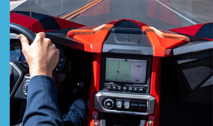 Rider using the Ride Command GPS
