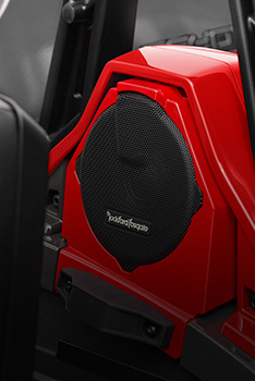 Rockford Fosgate speaker detail on a Polaris Slingshot. 