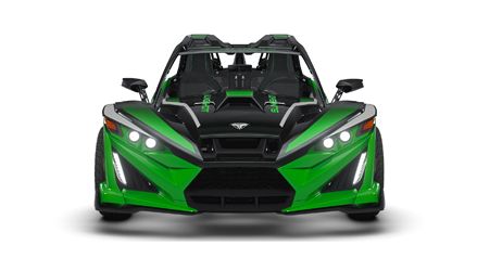 Frontend view of a 2026 Polaris Slingshot Grand Touring limited edition three-wheeled roadster.