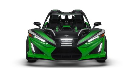 Frontend view of a 2026 Polaris Slingshot Grand Touring limited edition three-wheeled roadster.