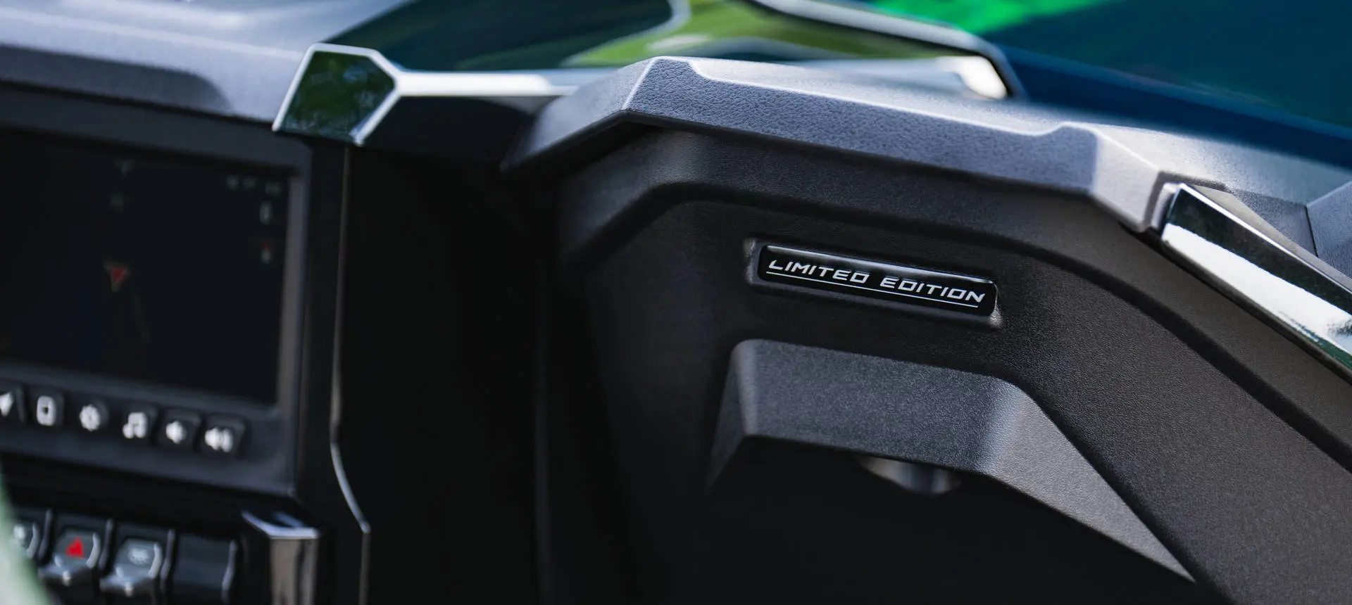 GRAND TOURING badging on a 2026 Polaris Slingshot Grand Touring limited edition three-wheeled roadster.