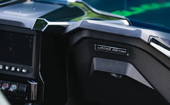 GRAND TOURING badging on a 2026 Polaris Slingshot Grand Touring limited edition three-wheeled roadster.