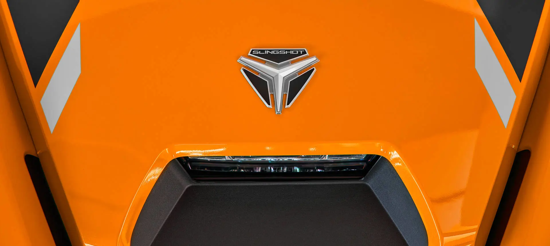 Aerial view of the hood on a 2026 Polaris Slingshot SL three-wheel roadster.