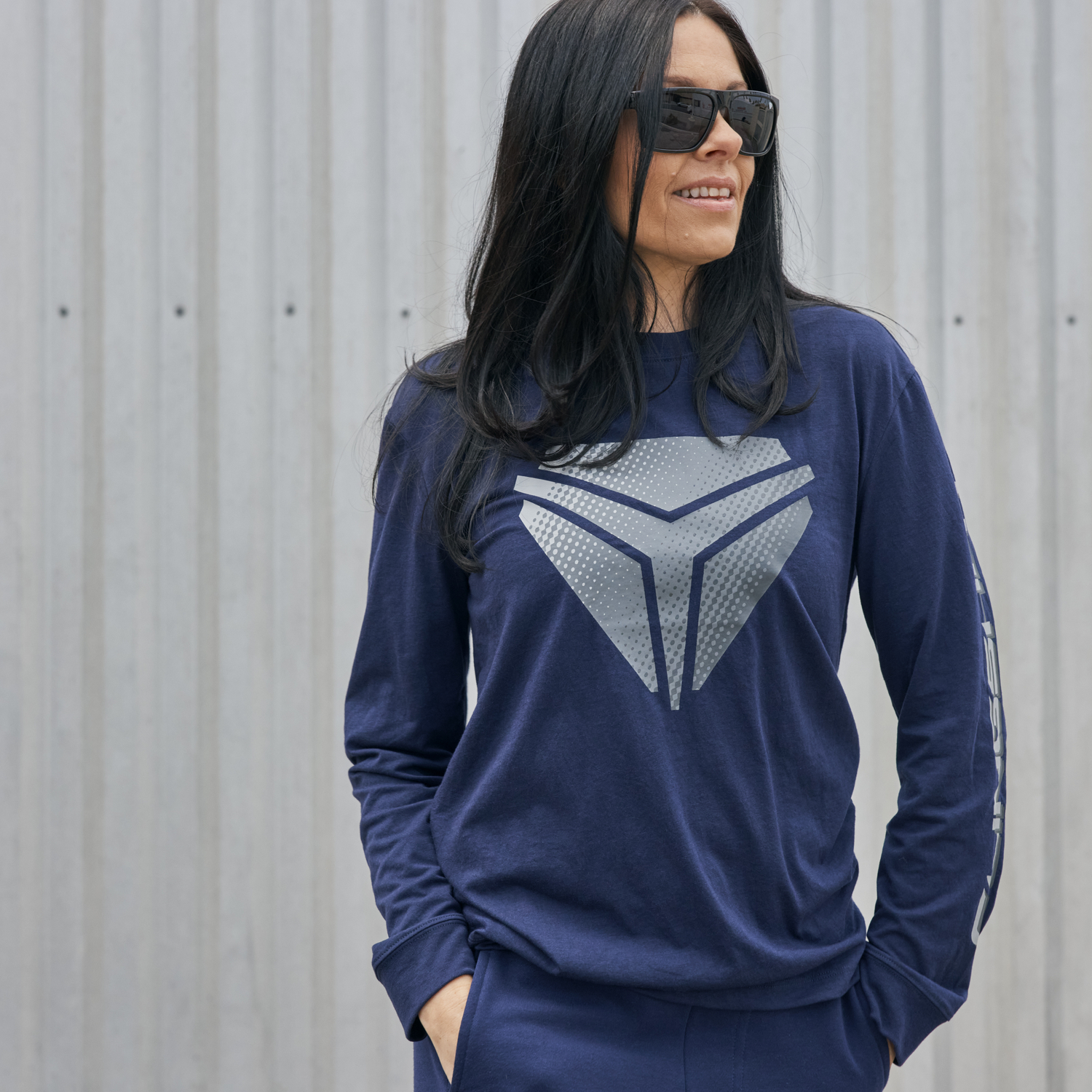 Unisex Long Sleeve Crew T-Shirt, Navy | Polaris Slingshot