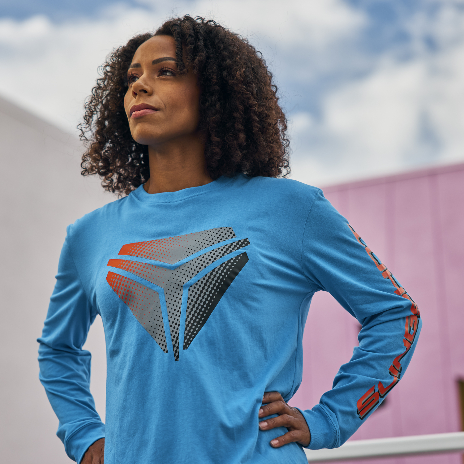 Unisex Long Sleeve Crew T-Shirt, Blue | Polaris Slingshot