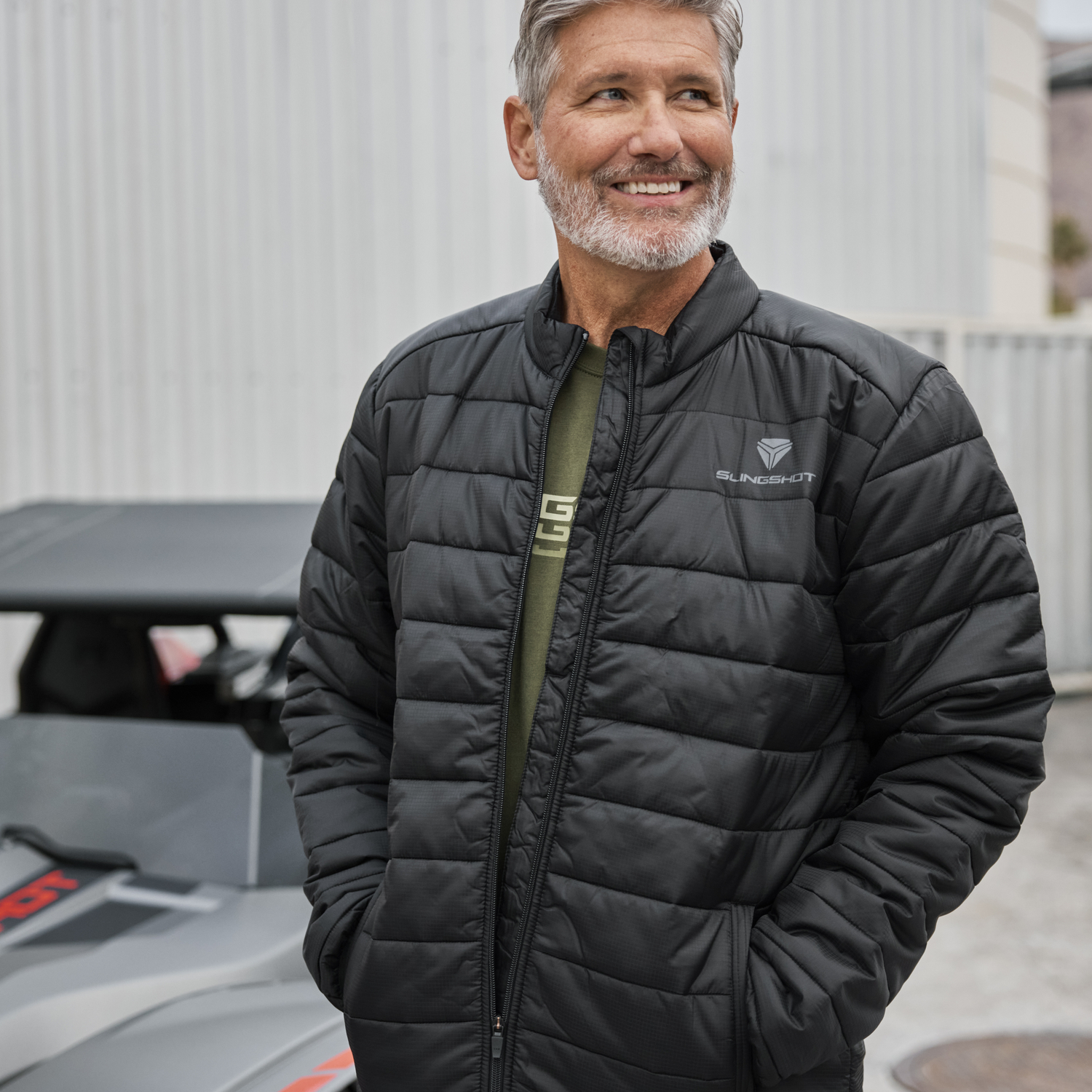 Men's Light Puffer Jacket, Black | Polaris Slingshot