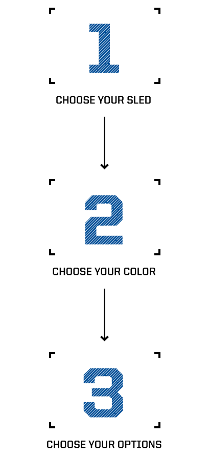 Step 1: Choose your sled. Step 2: Choose your color. Step 3: Choose your options.