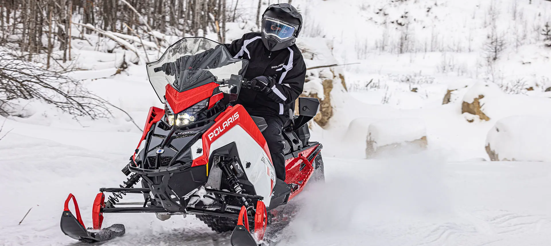front view of a polaris indy adventure x2 snowmobile