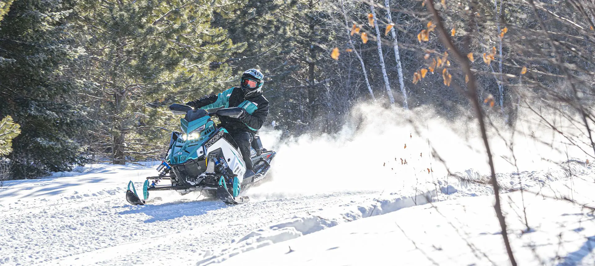 trail riding on a polaris indy xcr snowmobile