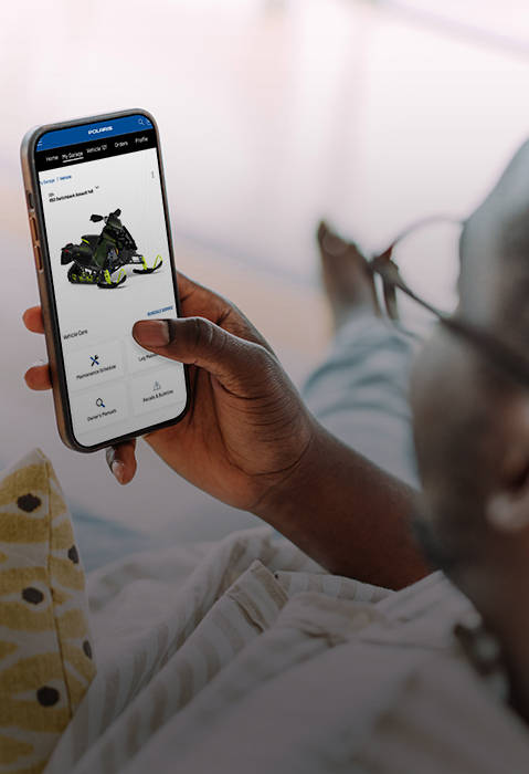 Customer navigates Polaris My-Account dashboard on mobile device.