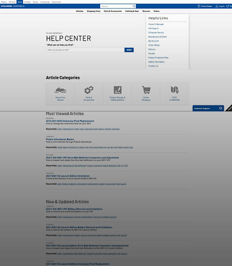 Help Center web view on the Polaris website.