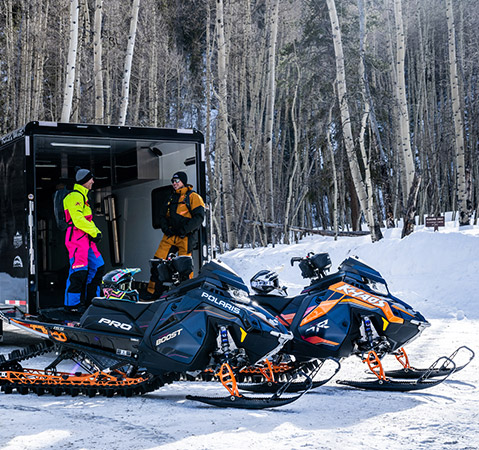 All-new Burandt Edition accessories installed on the all-new 2026 Polaris Patriot 9R RMK Khaos Limited Edition mountain snowmobile.