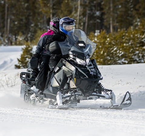 Explore the 2027 Voyageur Adventure snowmobile.