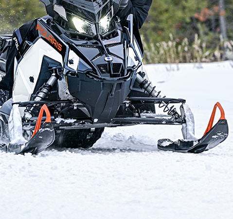 Front shocks on a 2027 Polaris INDY SP trail sled.