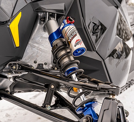 Ultra-premium Walker Evans Velocity Shocks on a 2027 Polaris INDY XCR trail snowmobile.