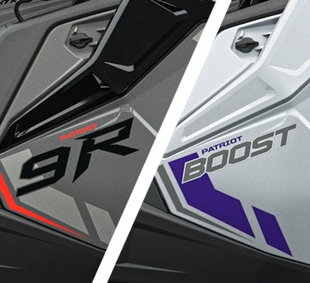 Patriot Boost & Patriot 9R engines on a 2027 Polaris Pro RMK mountain snowmobile.