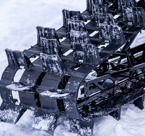 2.75-inch Series 8 track on the 2027 Polaris RMK SP mountain snowmobile.