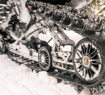IGX 146 rear suspension on a 2027 Polaris Switchback Assault crossover snowmobile.