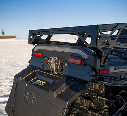 Rear Lock & Ride rack on a 2027 Polaris TITAN SP widetrack snowmobile.
