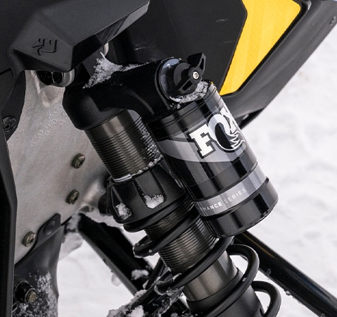 FOX QS3 shocks on the 2027 Voyageur Nordic Pro sport utility snowmobile.