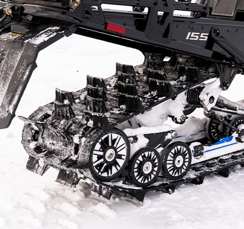 BackTrak15 rear suspension on the 2027 Voyageur Nordic Pro sport utility snowmobile.