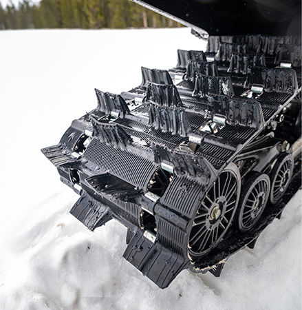 1.6-inch Cobra track on the 2027 Polaris Voyageur SP 155 sport-utility snowmobile.