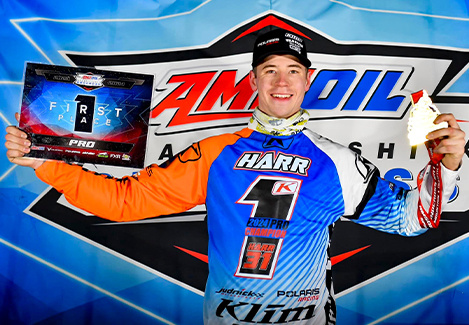 Tom Rager in the podium after winning the ISOC Pro Championship with the Polaris Snowmobile Racing Team.