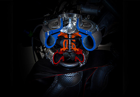 Detail of the Polaris Snowmobile 850 Patriot Engine 