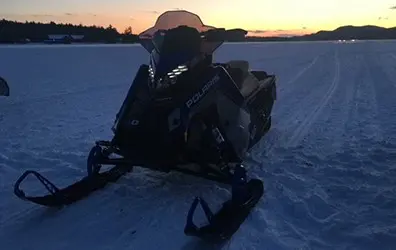 Snowmobile at dusk