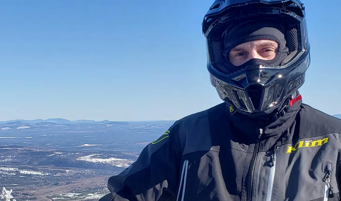 Jeffrey Masse close up with riding gear