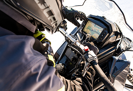 Closer look at the Ride Command screen on a snowmobile