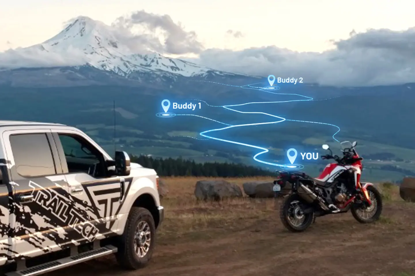 Voyager Pro4 Buddy Tracking Screen Buddy Tracking map screen showing multiple riders