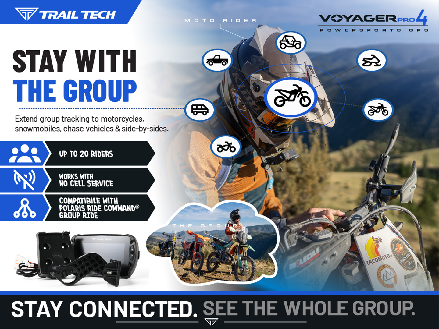 Voyager Pro4 MOTO Kit | Motorcycle GPS Dash & Buddy Tracking