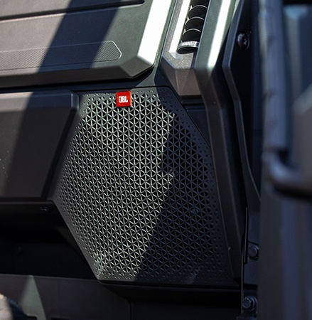 Exclusive JBL Audio speakers inside of a 2026 Polaris XPEDITION ADV SxS.