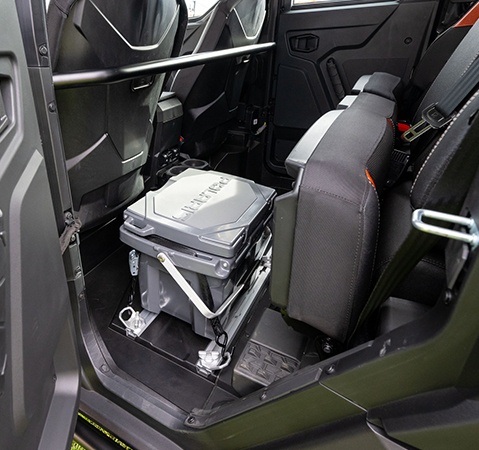 Customizable seat configuration inside of a 2026 Polaris XPEDITION XP NorthStar side-by-side.